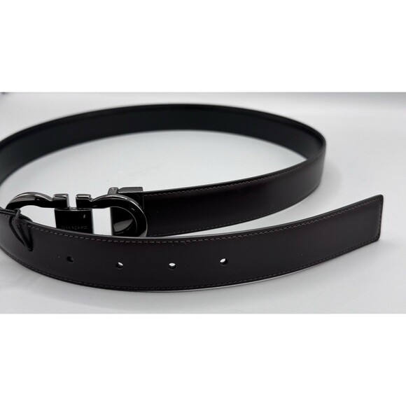 Ferragamo Men FERRAGAMO Men\'s Double Gancini Reversible Leather Belt, Black/Hickory